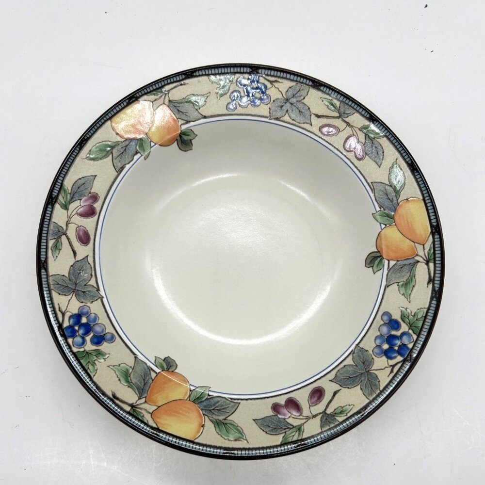Mikasa Garden Harvest Intaglio CAC29 Soup Bowl 9 3/8" Pears Grapes Fruit – Vinta